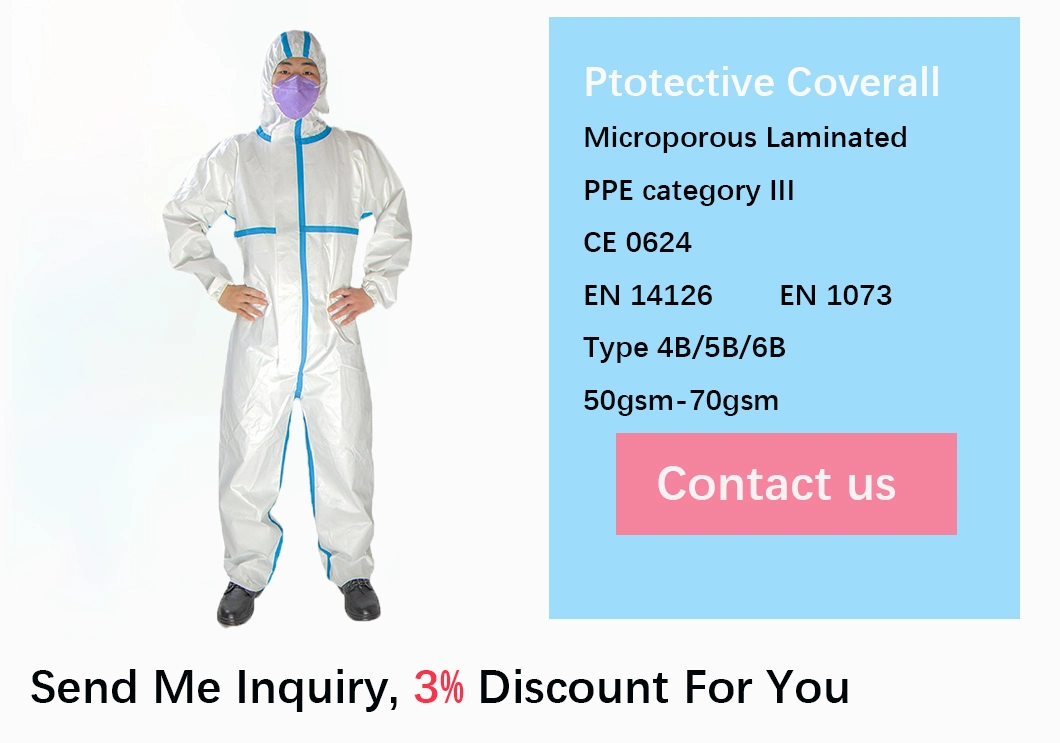 FDA En13485 White Waterproof Disposable Steriled Medical Protective Clothing Free Sample Avaiable OEM Factory Supply PPE Coverall