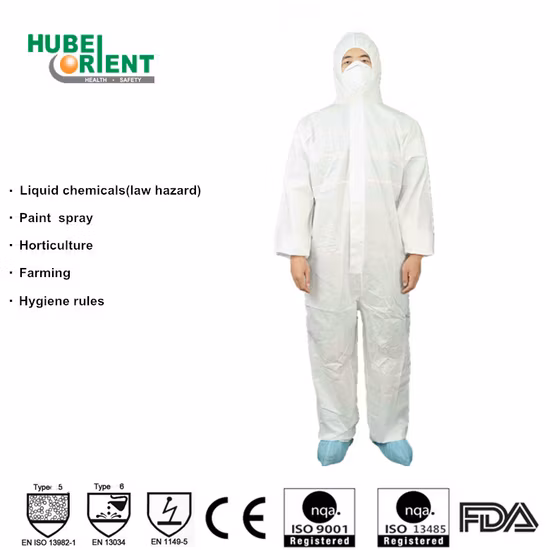 PPE White Type 5 6 Protective Coverall