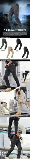 X8 Men′s Tear Proof and Waterproof Outdoor Hiking Polyester Cotton Mountaineering Multi Pocket Workwear Customized Men′s Pants 