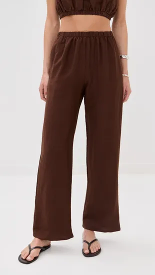 Women′s High Quality Linen Blended Super Simple Pull on Pants 
