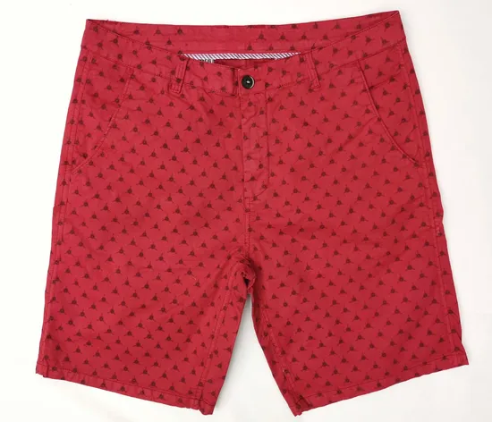 Man Printed Spandex Classic Five Poacket Garment Dyed Bermuda/Shorts 